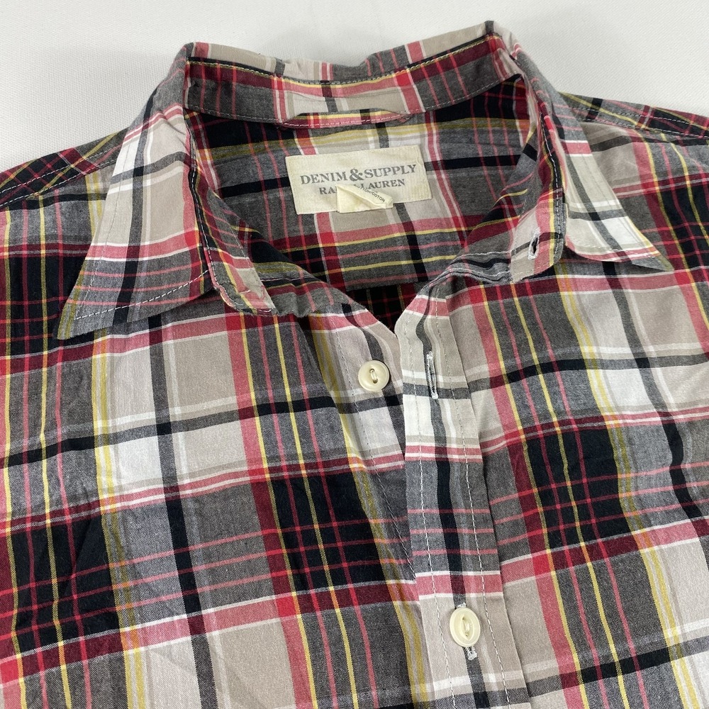 Denim & Supply Ralph Lauren Shirt Mens Small Red Plaid Long Sleeve Casual Cotton